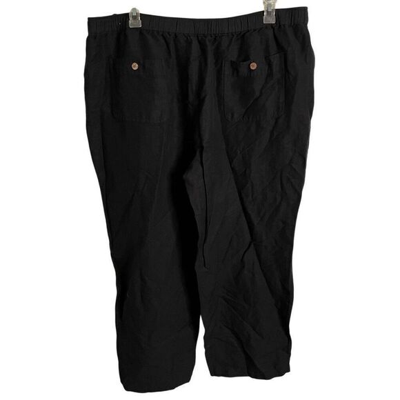 Cubavera Mens Linen Pant XXL Black Casual Lightweight Adjustable Vacay Tropical - Picture 2 of 7